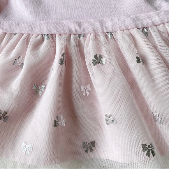 Carter’s 12M Pink Sweatshirt Tutu Dress w/ Silver Bow Print - Picture 7 of 7